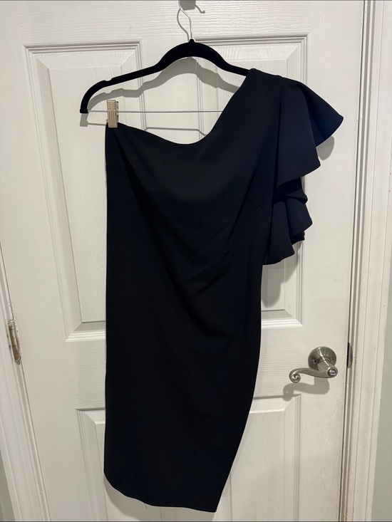 Calvin Klein Dresses & Skirts - Calvin Klein Elegant One-Shoulder Black Dress with Ruffle Sleeve
